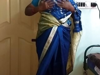 des indian horny cheating tamil telugu kannada malayalam hindi wife vanitha wearing downcast unfairly saree  similar to one another big boobs and shaved pussy roil hard boobs roil nip rubbing pussy masturbation