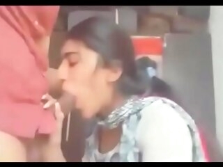 Indian slutty gf giving lifelike blowjob up boyfriend